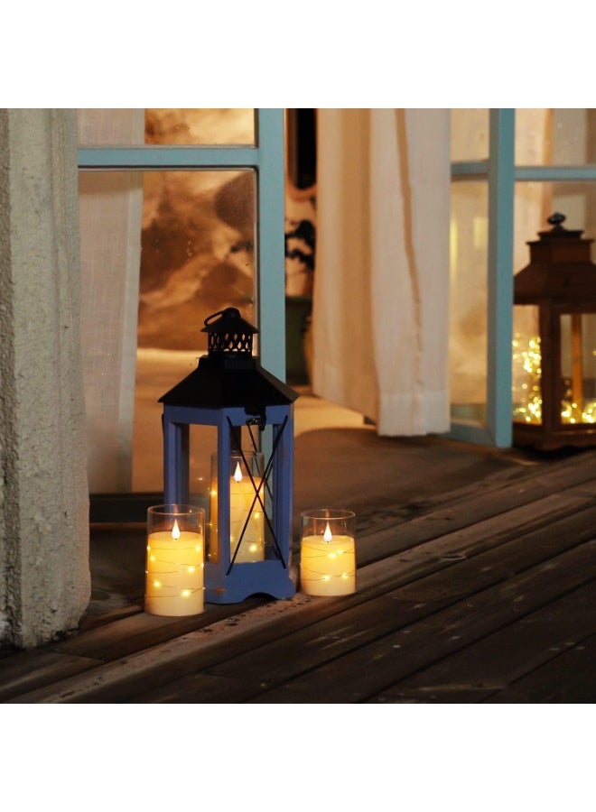ShineZone Flickering Flameless Candles with String Lights, Battery Operated Candles, Embedded String Lights LED Candles, Unbreakable Plexiglass Candle with Remote, Set of 3, Ivory White - Image 4