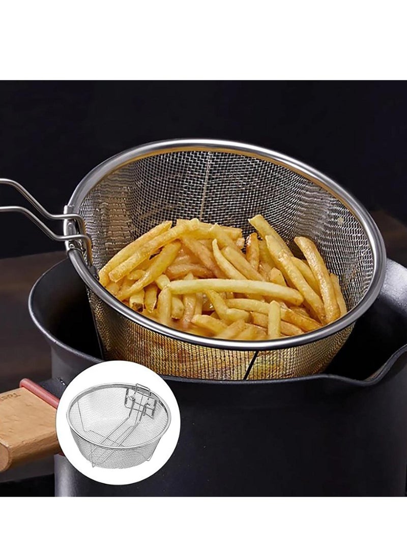 SYOSI - 2 Pcs Round Wire Fry Basket Deep Fryer Strainer For Frying,Round Wire Mesh Fry Food Display Cutlery, With Long Handle Frying Fryer Strainer for Pot French Fries Turkey Chicken Kitchen Cooking Tools - Image 1