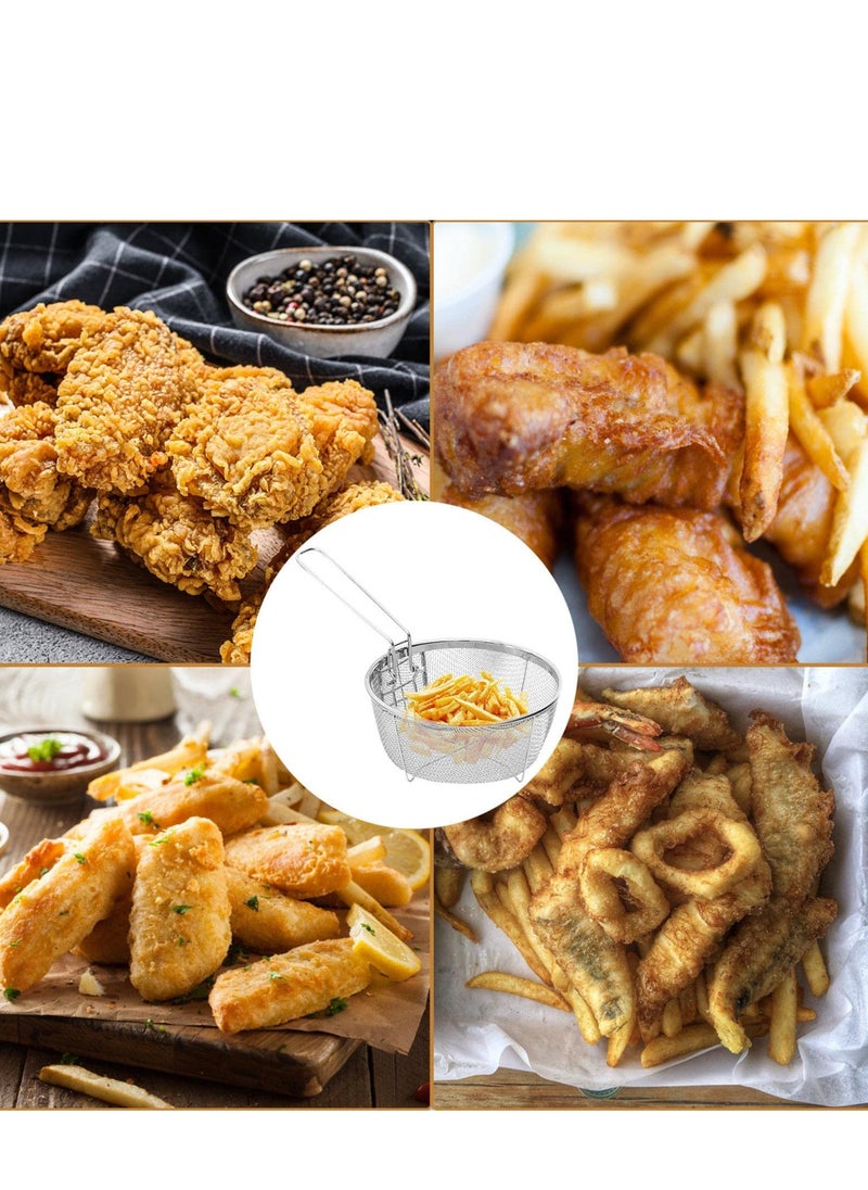 SYOSI - 2 Pcs Round Wire Fry Basket Deep Fryer Strainer For Frying,Round Wire Mesh Fry Food Display Cutlery, With Long Handle Frying Fryer Strainer for Pot French Fries Turkey Chicken Kitchen Cooking Tools - Image 1