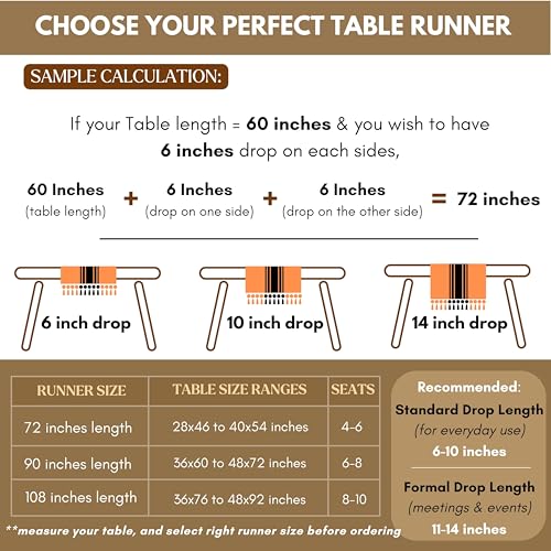 Native Fab Blue Stripe Table Runner - 72 Inches Long Boho Table Covers with Tassels - 100% Cotton, Tight Weave, Non Slip Tablerunner for Dining, Kitchen, Dresser, Wedding, 14"x72" - Blue and White - Image 4