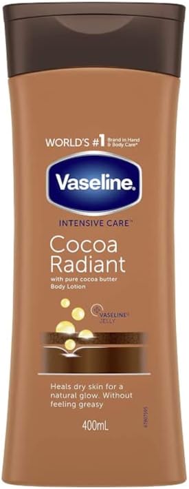 Vaseline Intensive Care Body Lotion Cocoa Radiant Aid for Dry Skin 400 ml Pack of 3