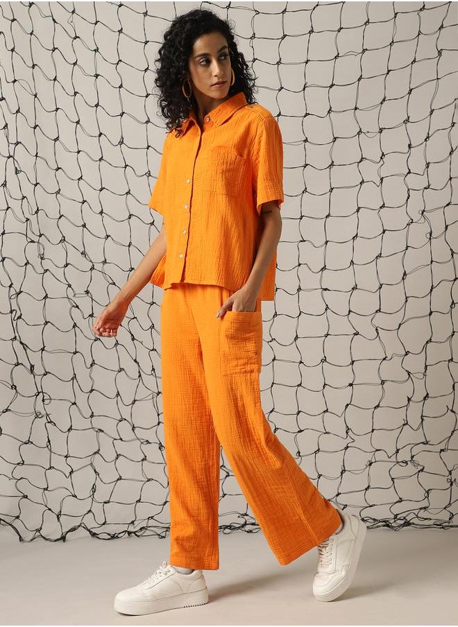 Hubberholme Self Design Double Cloth Pure Cotton Shirt With Trouser  - Image 3