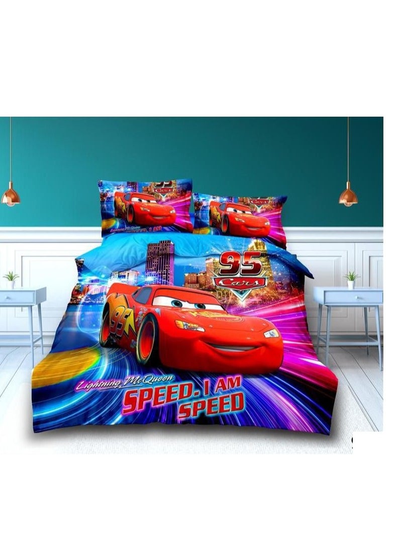 BAIG - 3D Comforters Queen Size Cartoon characters bedding set with fixed duvet insert, fitted bedsheet and pillowcase, 4-Pieces set QU3 - Image 1