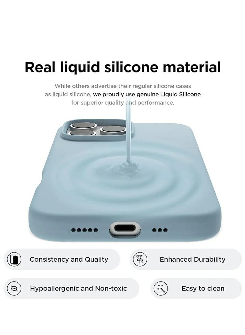 ACLIX Silicone Case Compatible with iPhone 16 Pro, Slim Liquid Silicone Phone Case with 3-Layer Soft Rubber Shockproof TPU Lining, (Sky Blue) - Image 3