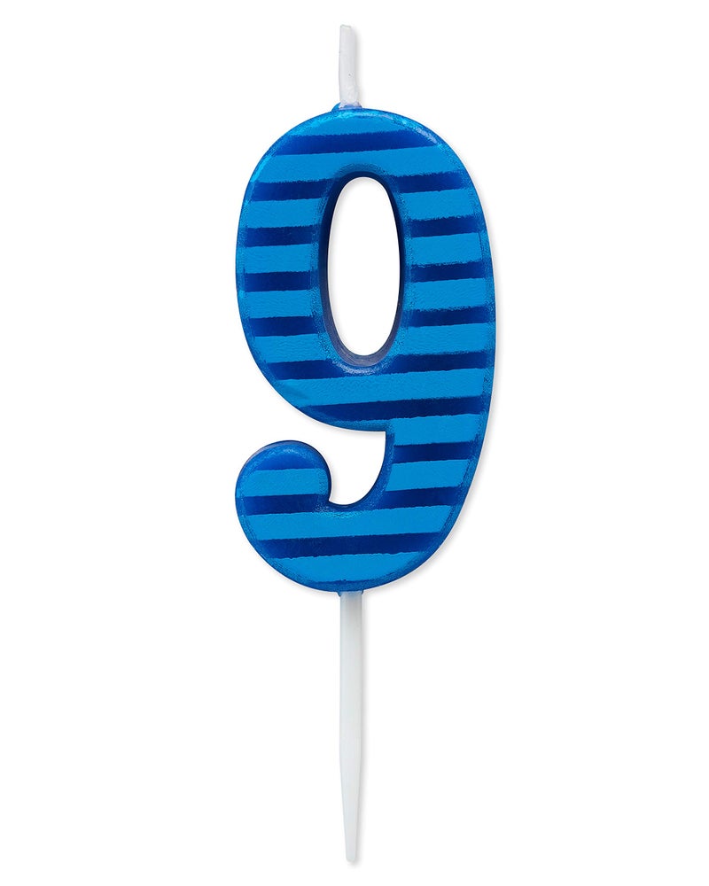 Papyrus Number 9 Birthday Candle Blue Stripes 1Count