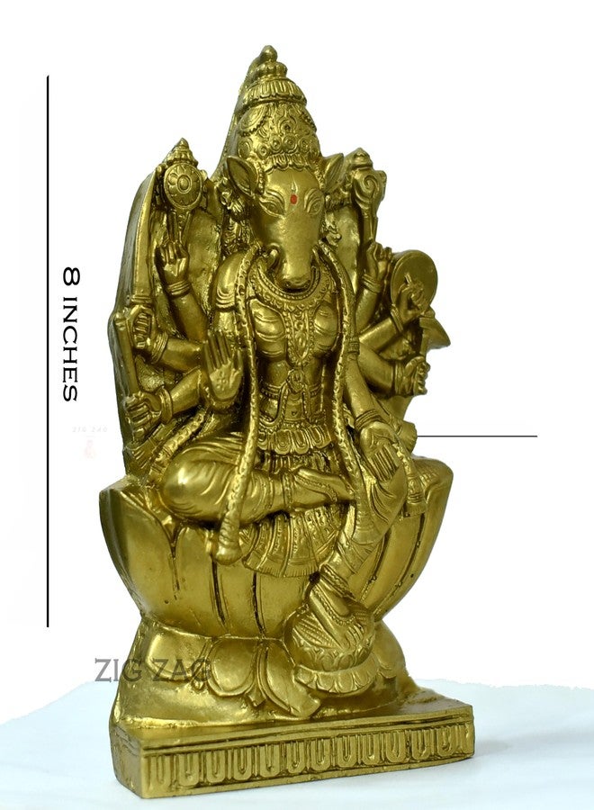 ZIG-ZAG zig zag Varahi Amman Idol/Goddess Varahi Maa Statue for for Pooja Room, Home, Office and Decorative Show Piece Golden Size 8 Inches - Image 2