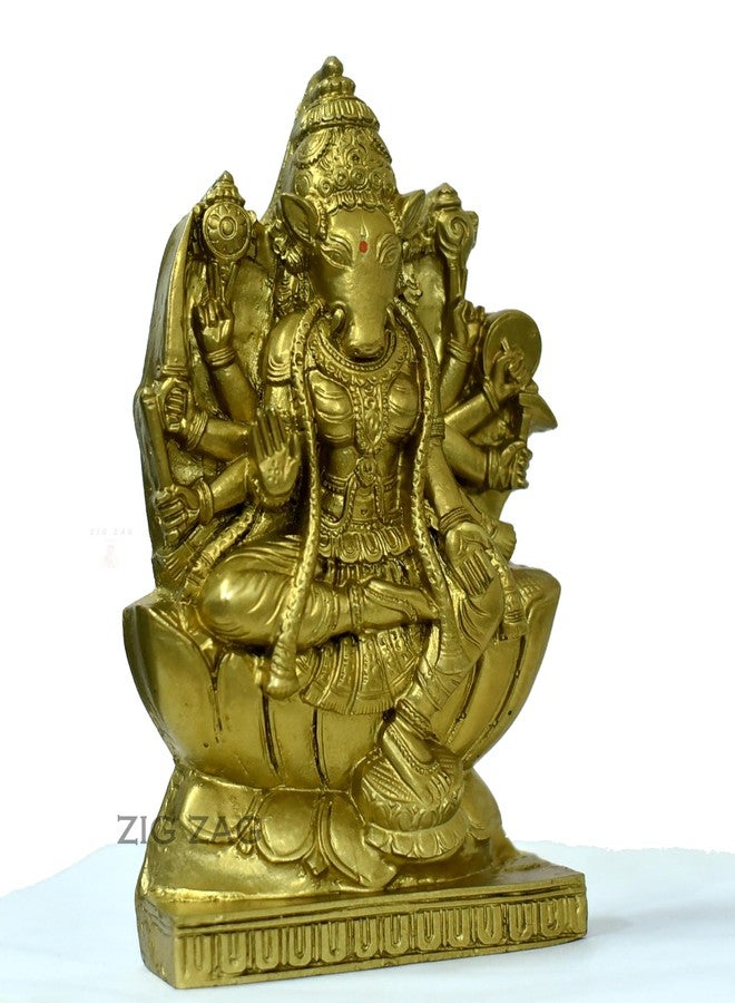 ZIG-ZAG zig zag Varahi Amman Idol/Goddess Varahi Maa Statue for for Pooja Room, Home, Office and Decorative Show Piece Golden Size 8 Inches - Image 5