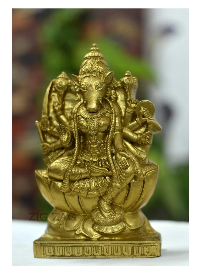 ZIG-ZAG zig zag Varahi Amman Idol/Goddess Varahi Maa Statue for for Pooja Room, Home, Office and Decorative Show Piece Golden Size 8 Inches - Image 1