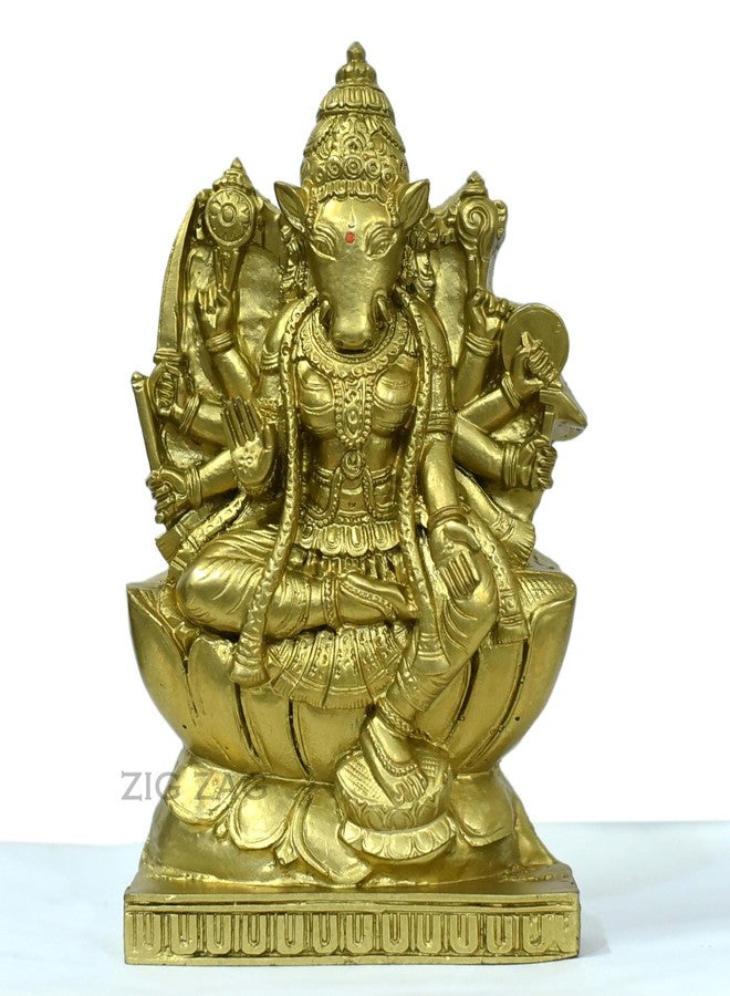 ZIG-ZAG zig zag Varahi Amman Idol/Goddess Varahi Maa Statue for for Pooja Room, Home, Office and Decorative Show Piece Golden Size 8 Inches - Image 3