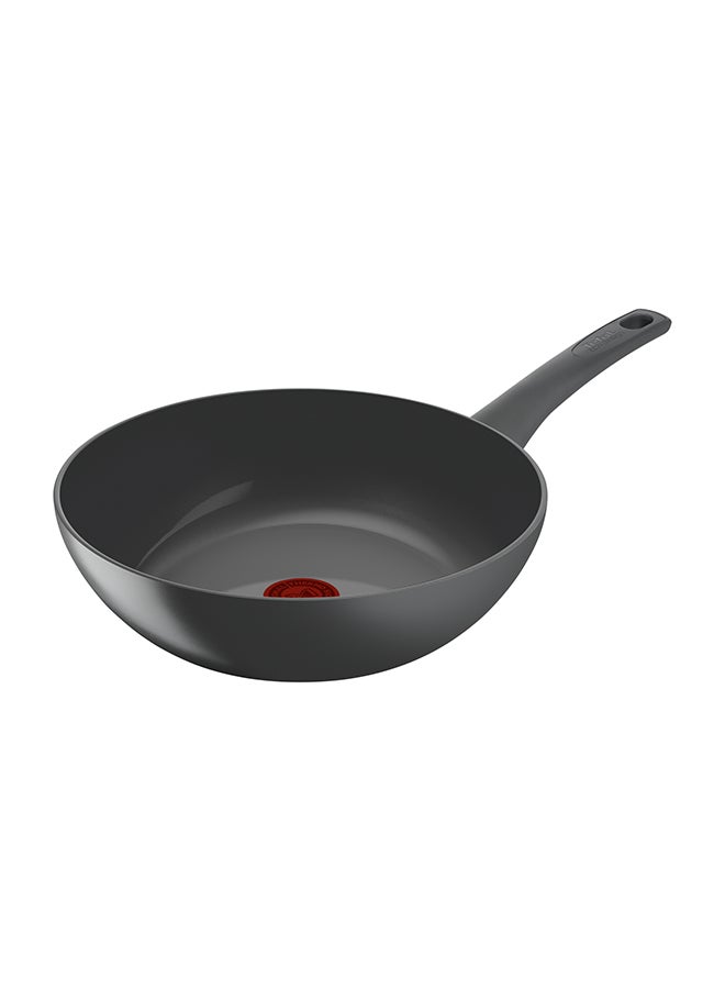 Tefal Renewal Wok Pan 28 Cm Non-Stick Ceramic Coating Eco-Designed Recycled Healthy Cooking Thermo-Signal Safe Cookware Made In France All Stovetops Including Induction Grey - Image 1