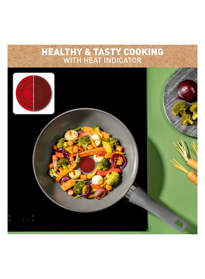 Tefal Renewal Wok Pan 28 Cm Non-Stick Ceramic Coating Eco-Designed Recycled Healthy Cooking Thermo-Signal Safe Cookware Made In France All Stovetops Including Induction Grey - Image 4