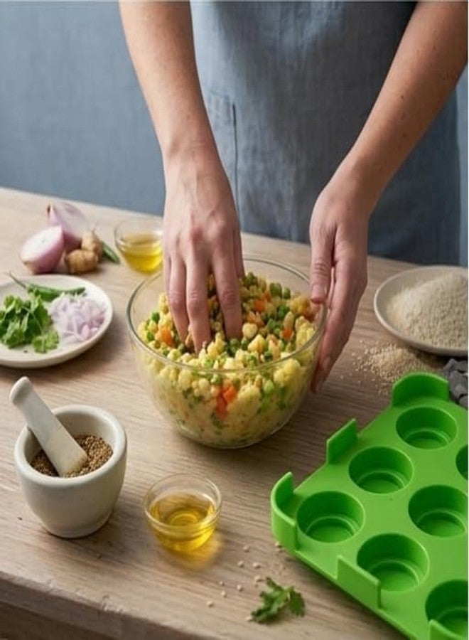 Btop® Cutlet Maker Tray with Multiple Cavities | Perfect Shape Patty & Cutlet Mould | Non-Stick Easy Release Kitchen Tool for Kebabs, Tikkis & Burger Patties (Green) - Image 5