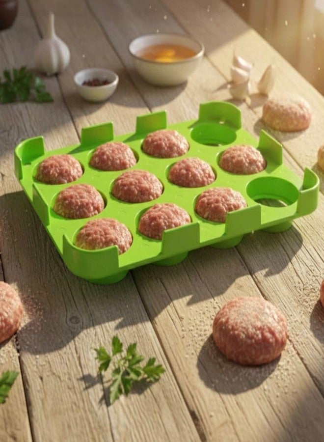 Btop® Cutlet Maker Tray with Multiple Cavities | Perfect Shape Patty & Cutlet Mould | Non-Stick Easy Release Kitchen Tool for Kebabs, Tikkis & Burger Patties (Green) - Image 3