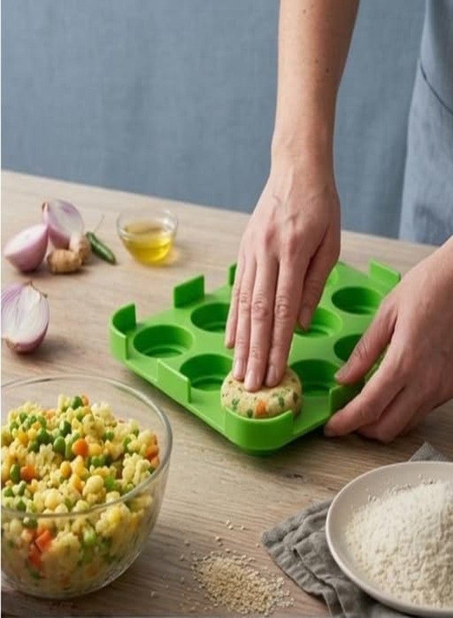 Btop® Cutlet Maker Tray with Multiple Cavities | Perfect Shape Patty & Cutlet Mould | Non-Stick Easy Release Kitchen Tool for Kebabs, Tikkis & Burger Patties (Green) - Image 4
