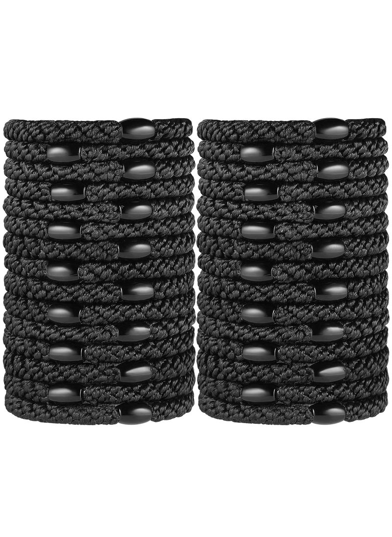 Funtopia - Black Elastic Hair Ties for Women and Girls Funtopia 30 Pcs No Metal No Slip Braided Ponytail Holders for Thick and Medium Hair - Image 1