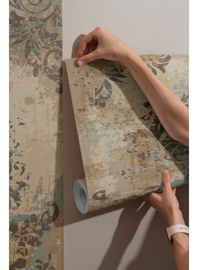 Home Gallery Flower Leaf Watercolor Geometric Pattern Abstract Art Fabric Wallpaper Covers An Area ​​Up To 4.2Mx3M With Adhesive  And Smoothing Tool - Image 5