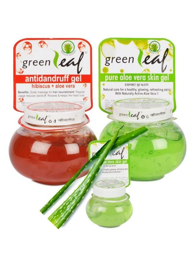 Green Leaf - Pure Aloevera Skin Gel Natural Care For Healthy Glowing & Refreshing Skin 500G+60G Antidandruff Gel Hibiscus+Aloe Vera Helps To Reduce Dandruff Scalp Dryness Scalp To Itching 500G - Image 1