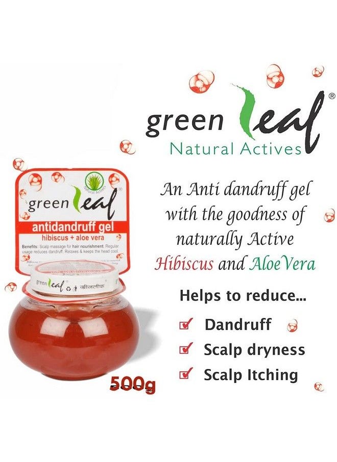Green Leaf - Pure Aloevera Skin Gel Natural Care For Healthy Glowing & Refreshing Skin 500G+60G Antidandruff Gel Hibiscus+Aloe Vera Helps To Reduce Dandruff Scalp Dryness Scalp To Itching 500G - Image 1
