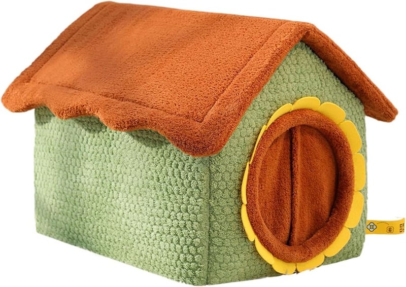 Soft Cat House With Sunflower Entrance Removable Washable Bed Winter Warm Sleeping Spot 16 93x14 17x13 39 Inches - Image 2