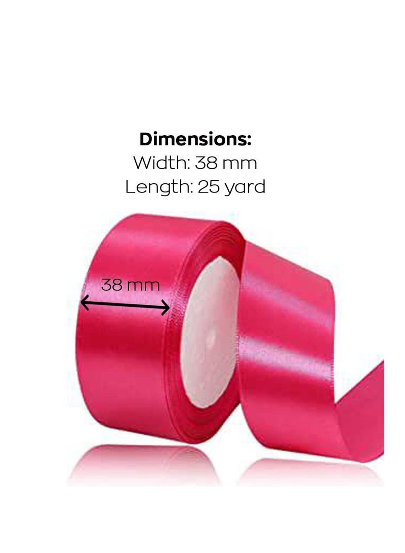 MARKQ شريط ساتان وردي غامق، 38 مم × 25 ياردة شريط بوليستر للأقمشة لتغليف الهدايا، هدايا الحفلات، زينة الزفاف، صنع الأشرطة، باقات، مشاريع الخياطة ومواد الحرف اليدوية - Image 2