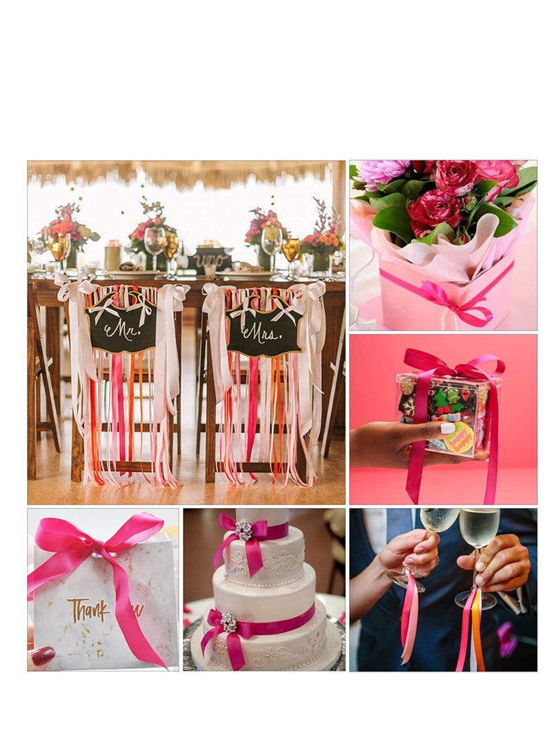 MARKQ شريط ساتان وردي غامق، 38 مم × 25 ياردة شريط بوليستر للأقمشة لتغليف الهدايا، هدايا الحفلات، زينة الزفاف، صنع الأشرطة، باقات، مشاريع الخياطة ومواد الحرف اليدوية - Image 4