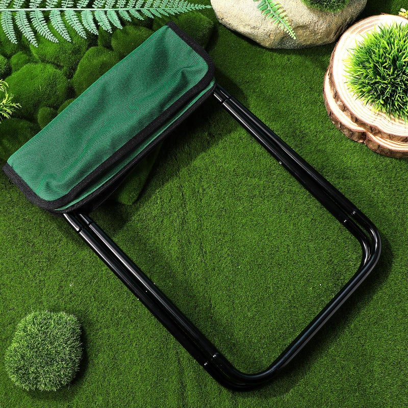 Portable Folding Stool Lightweight Aluminum Alloy Compact Footstool Emerald Seat - Image 3