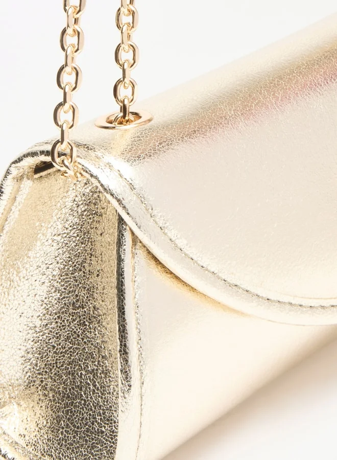 Celeste Textured Crossbody Bag with Chain Strap and Magnetic Closure