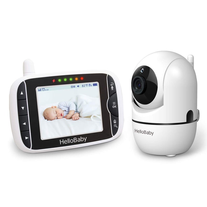 HelloBaby Video Baby Monitor with Remote Camera Pan-Tilt-Zoom, 3.2'' Color LCD Screen, Infrared Night Vision, Temperature Display, Lullaby, Two Way Audio - Image 4