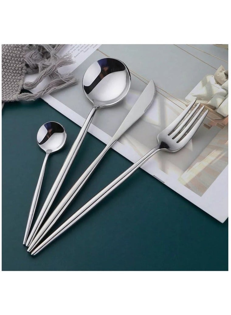 بيتوبي مجموعة من 30 قطعة من الفولاذ المقاوم للصدأ سكين الشوكي مجموعة كاملة من أدوات المائدة الفضية مناسبة لمكتب المنزل مطعم الفندق، بما في ذلك ملعقة، شوكة، سكين، ملعقة القهوة، مرآة تلميع، غسالة الصحون، مجموعة أدوات المائدة - Image 4