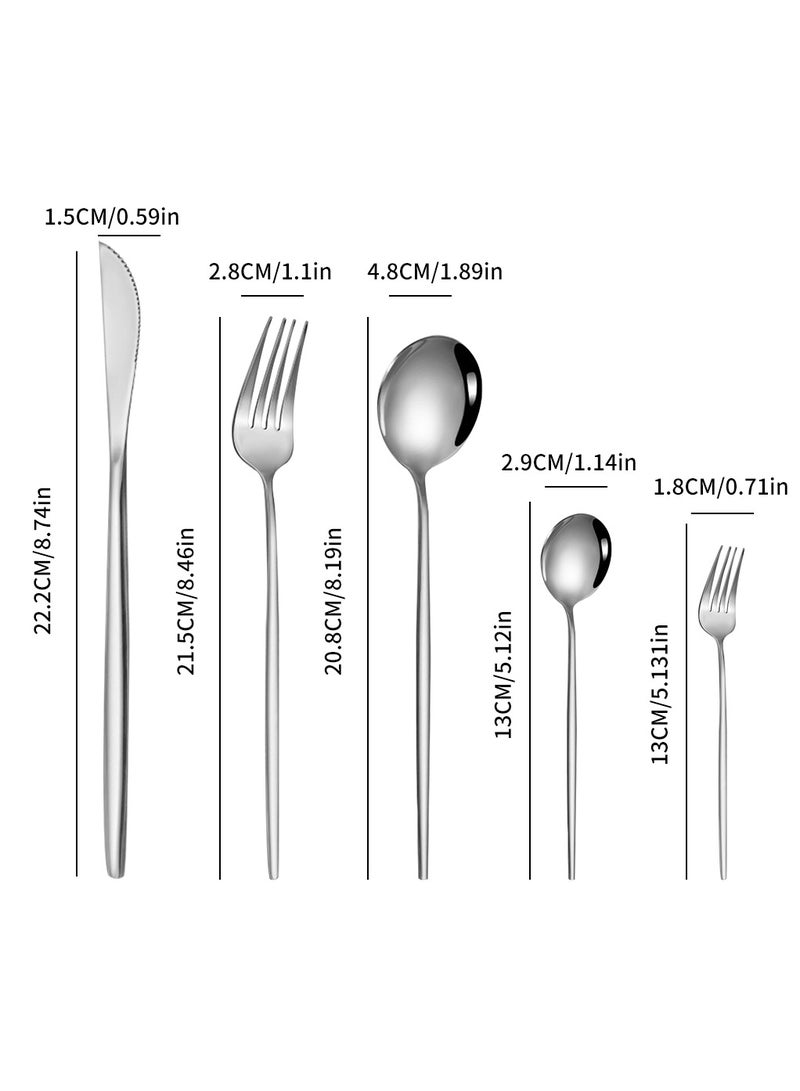 بيتوبي مجموعة من 30 قطعة من الفولاذ المقاوم للصدأ سكين الشوكي مجموعة كاملة من أدوات المائدة الفضية مناسبة لمكتب المنزل مطعم الفندق، بما في ذلك ملعقة، شوكة، سكين، ملعقة القهوة، مرآة تلميع، غسالة الصحون، مجموعة أدوات المائدة - Image 2