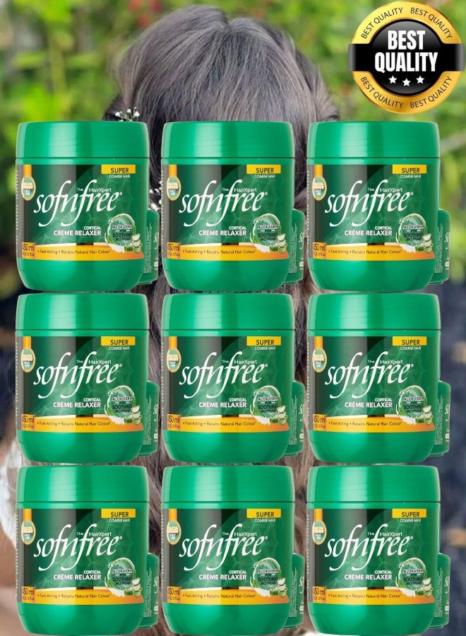 Sofn'free 9 Pieces Soft n Free Professional Hair Straightening and Smoothing Cream for Coarse Hair, 450 ml - Image 1