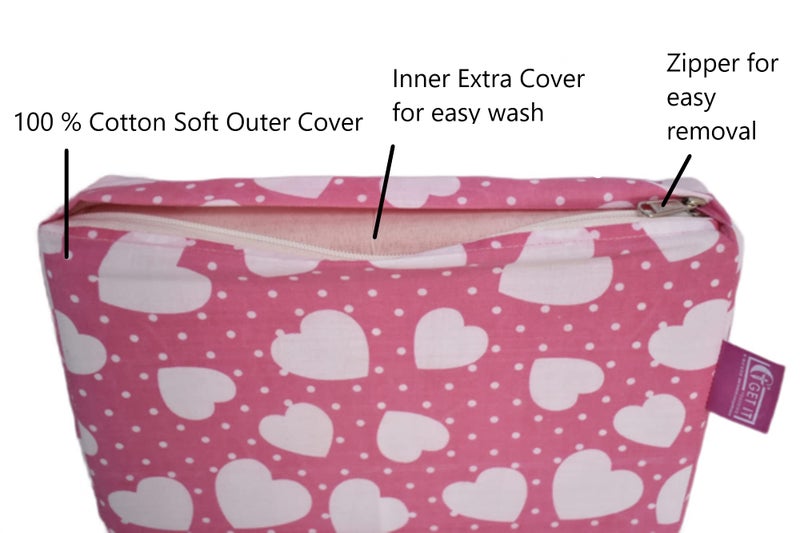 GET IT Multi Use Wedge Pillow for Pregnancy Women and New Born Baby | Lower Back-Pain Relief |Knee Support Between Legs | Anti Vomiting and Milk Spitting for New Born Baby (Heart Pink) - Image 3