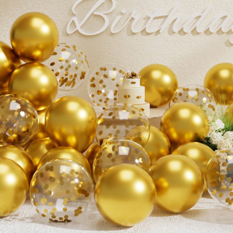 SUWEN Metallic Gold Balloons and Confetti Balloons Set 47PCS Latex Helium Chrome Gold Balloon for Birthday Graduation Anniversary Party Decorations - Image 1