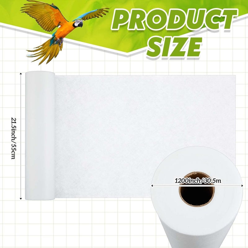 Drydiet 100 ft x 11 Inch Bird Cage Liner Disposable Cages Cushion Pad Mat Precut Absorbent Bird Cage Paper Large Parakeet Cage Liners Accessories for Pet Animal Bird Parrot (White) - Image 2