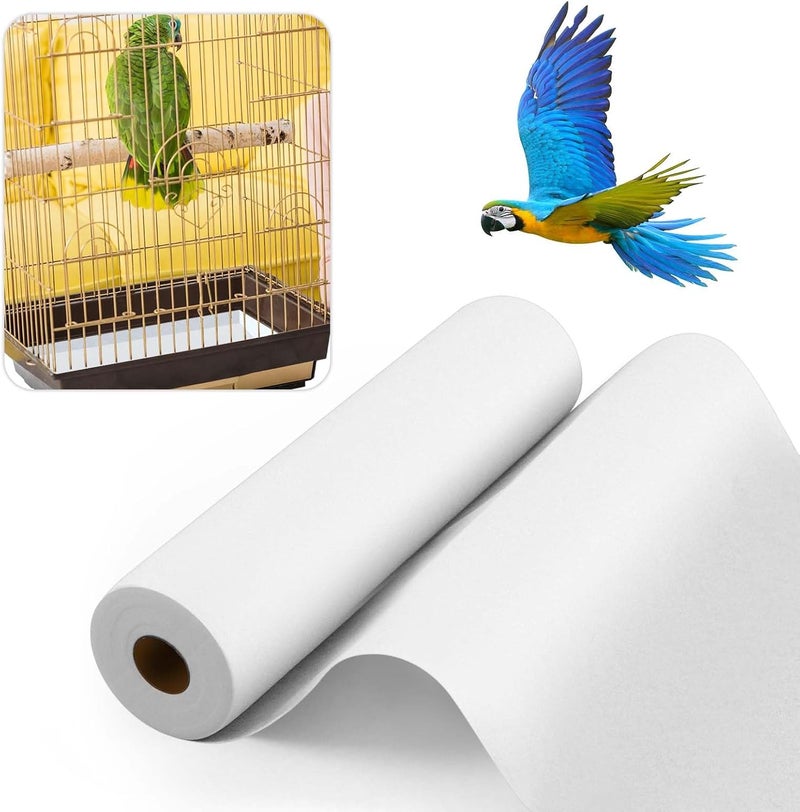 Drydiet 100 ft x 11 Inch Bird Cage Liner Disposable Cages Cushion Pad Mat Precut Absorbent Bird Cage Paper Large Parakeet Cage Liners Accessories for Pet Animal Bird Parrot (White) - Image 1