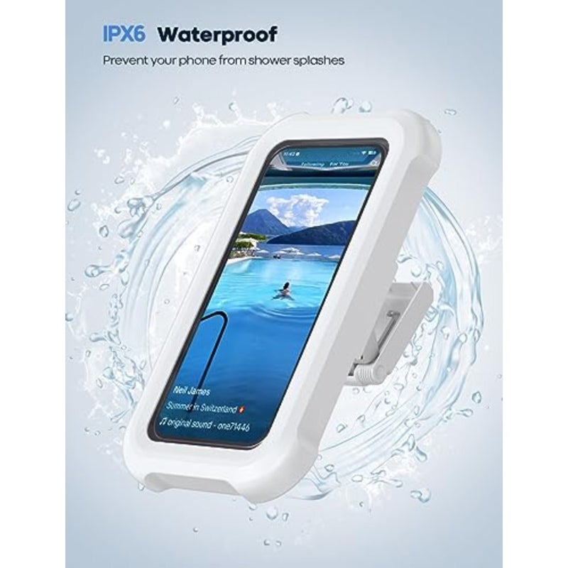 Shower Phone Holder Waterproof - 480° Rotatable Retractable Adjustable Shower iPhone Case Holder, Bathroom Wall Phone Mount Stand Water Proof Anti Fog, iPhone Accessories for 4-7" Cellphones - Image 3