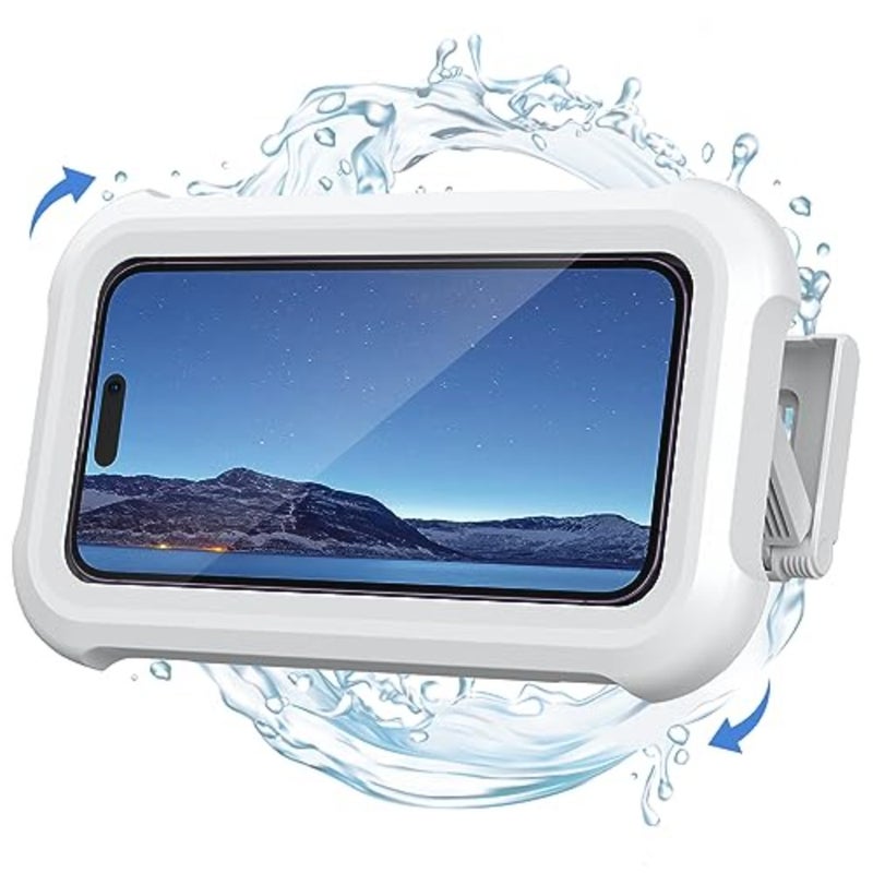 Shower Phone Holder Waterproof - 480° Rotatable Retractable Adjustable Shower iPhone Case Holder, Bathroom Wall Phone Mount Stand Water Proof Anti Fog, iPhone Accessories for 4-7" Cellphones - Image 1