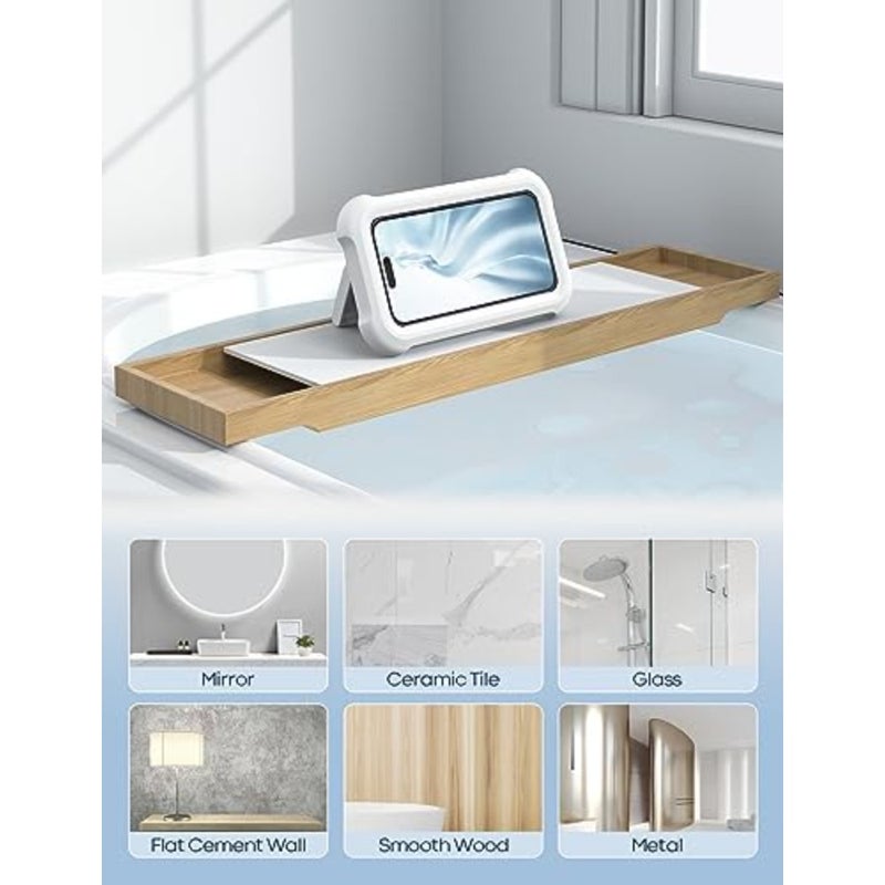 Shower Phone Holder Waterproof - 480° Rotatable Retractable Adjustable Shower iPhone Case Holder, Bathroom Wall Phone Mount Stand Water Proof Anti Fog, iPhone Accessories for 4-7" Cellphones - Image 5
