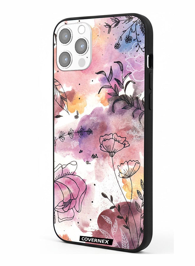 Covernex Apple iPhone 12 Pro Protective Case Cover Printed Featuring Soft Pastel Watecolor Wildflower - Image 1