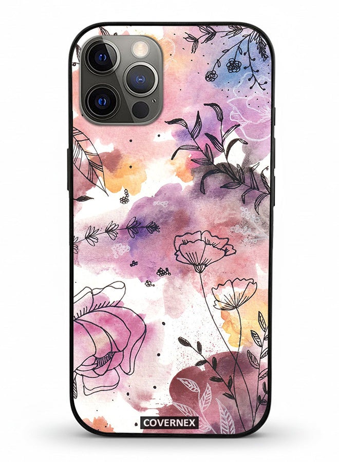 Covernex Apple iPhone 12 Pro Protective Case Cover Printed Featuring Soft Pastel Watecolor Wildflower - Image 2