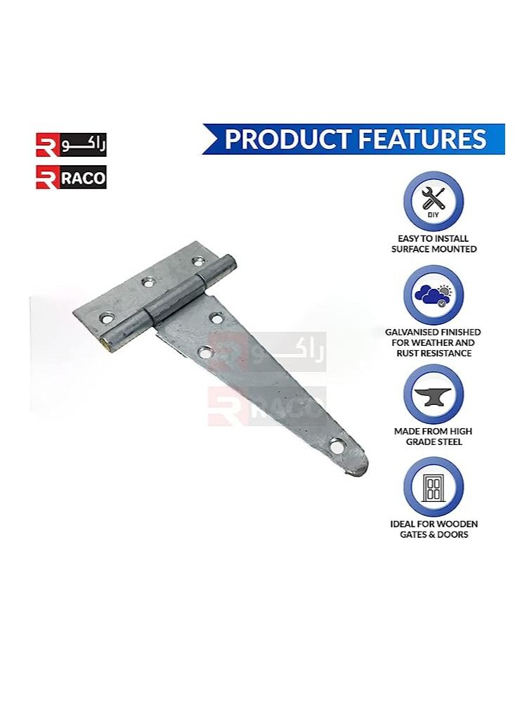 RACO RACO MS Steel Hinge T Type Heavy Duty Metal Hinges Ideal for External Use On Gate Doors Shed Doors and Barn Doors Pack Of 2 Pcs - Image 2