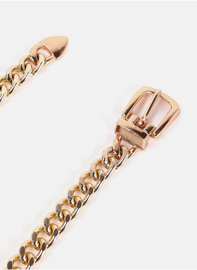 Haute Sauce Gold-Coloured-Toned Textured Belt