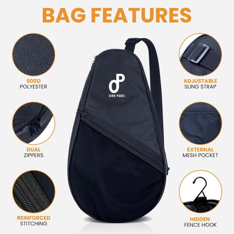 Zero Padel Racket Bag – Sling Backpack for 2 Padel Rackets, Balls & Accessories - Image 2