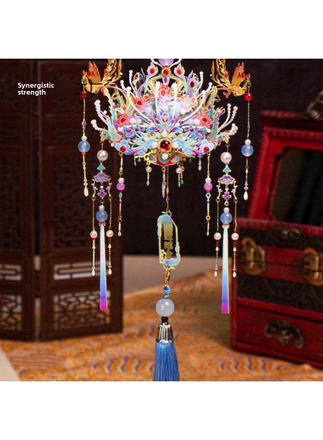 إسكدنيا قالب فني فينيكس تاج ثلاثي الأبعاد أحجية معدنية ثلاثية الأبعاد تاج فينيكس وأردية مجمعة من النوع المصنوع يدويًا لعبة قلادة زينة هدية - اللون: مجموعة كاملة من تاج فينيكس (5 أنماط) + دعامة سيكامور*5 - Image 4