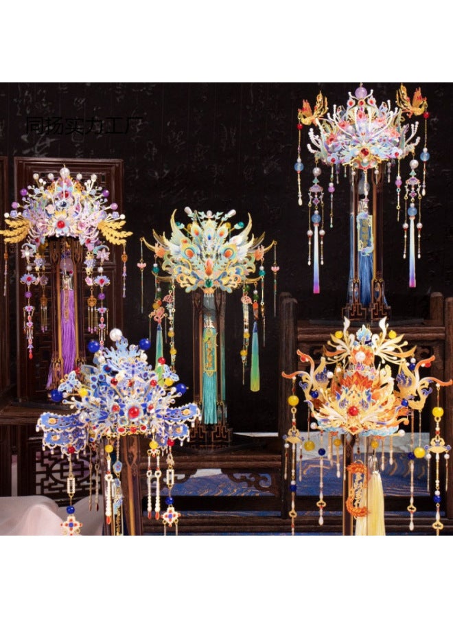 إسكدنيا قالب فني فينيكس تاج ثلاثي الأبعاد أحجية معدنية ثلاثية الأبعاد تاج فينيكس وأردية مجمعة من النوع المصنوع يدويًا لعبة قلادة زينة هدية - اللون: مجموعة كاملة من تاج فينيكس (5 أنماط) + دعامة سيكامور*5 - Image 3