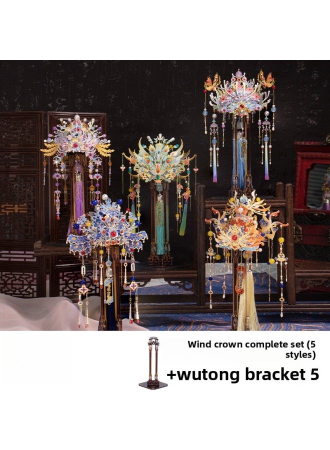 إسكدنيا قالب فني فينيكس تاج ثلاثي الأبعاد أحجية معدنية ثلاثية الأبعاد تاج فينيكس وأردية مجمعة من النوع المصنوع يدويًا لعبة قلادة زينة هدية - اللون: مجموعة كاملة من تاج فينيكس (5 أنماط) + دعامة سيكامور*5 - Image 1