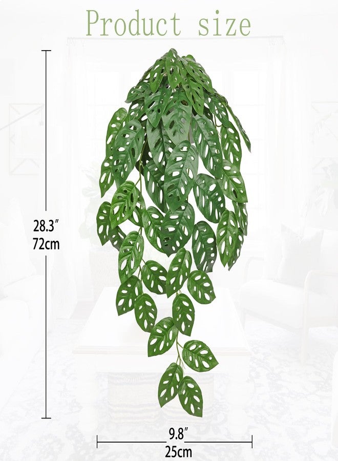 GnFlus Faux Hanging Plants 28" Fake Hanging Plants Artificial Decor Small Hanging Plant with Pot Artificial Hanging Plants Indoor for Bedroom Wall Bathroom Shelf Outdoor Monstera Plant Hanging Vines Decor - Image 3