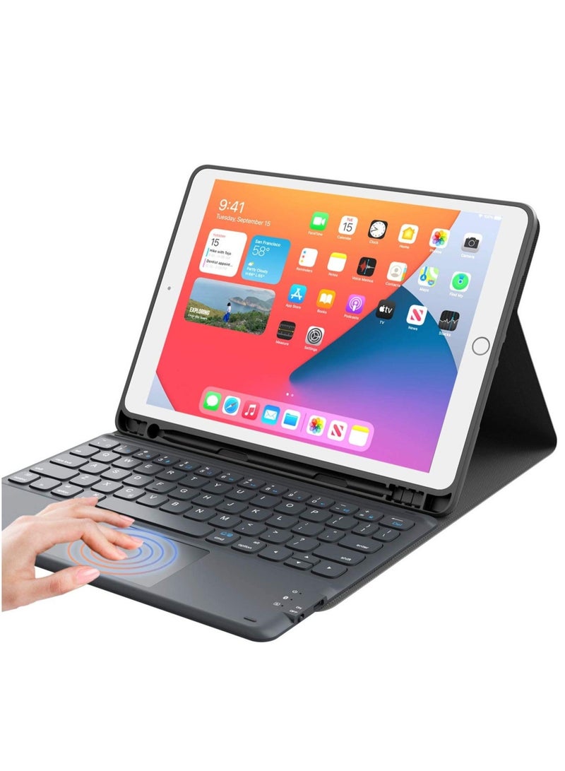 ELTRAZONE iPad Keyboard 9th Generation, Keyboard for iPad 8th Generation/7th Gen 10.2 Inch, Smart Trackpad, Detachable Wireless with Pencil Holder - Image 1