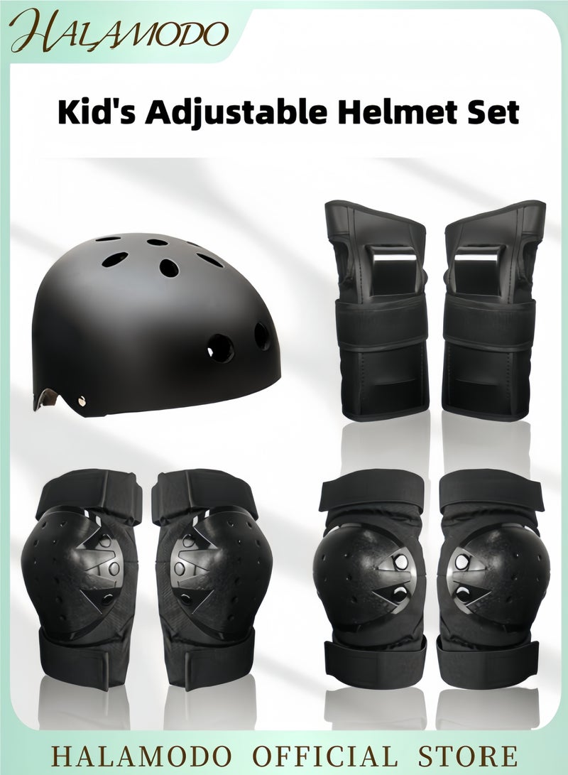 Halamodo Kid's Adjustable Helmet Set for Beginner to Advanced Skating Protective Gear Set of Helmet & Knee Pads & Elbow Pads & Palm Protection for Skateboard & Bike & Skating & Scooter - Image 1