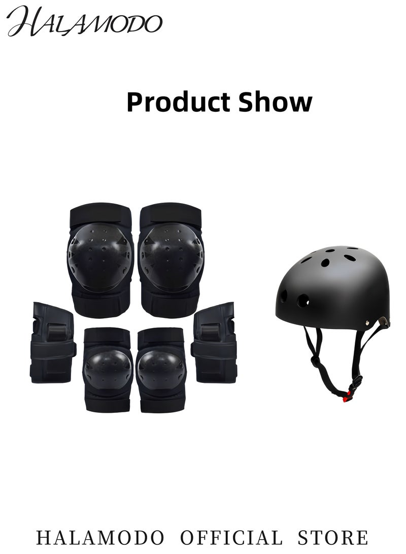 Halamodo Kid's Adjustable Helmet Set for Beginner to Advanced Skating Protective Gear Set of Helmet & Knee Pads & Elbow Pads & Palm Protection for Skateboard & Bike & Skating & Scooter - Image 2